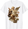 Vintage Angel Aesthetic Classical Art Cute Cherub Angel with Bear Baroque Renaissance Aesthetic T-Shirt - White