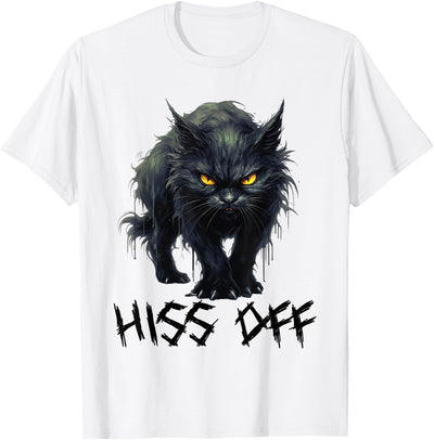 Black Cat Black Angry Cat Hiss Off Hiss Off Cat T-Shirt