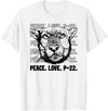 P22 Mountain Lion Tee Shirts for Nature Lovers P-22 Mountain Lion Legend LA California Art P22 Peace Love T-Shirt - White