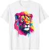 Aesthetic Lion Art I Kids Lion Colorful Lion T-Shirt - White