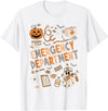Funny Halloween gifts for ER nurses ER Nurse Shirt Halloween ER Boo Crew Emergency Department T-Shirt - White