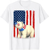 Patriotic USA Flag Polar Bear 4th of July Co. Polar Bear US America Flag Men Women 4th of July Patriotic T-Shirt - White