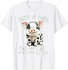 Farm Animal Lover Spotted Pig Cute Art Style Just A Girl Who Loves Pigs Cute Spotted Pig Lover Gift T-Shirt - White