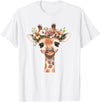 Floral Giraffe Animal Lovers Wild Nature Cute Animal Flower Crown Giraffe T-Shirt - White