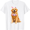 Golden Retriever Bunny Ears Eggs Cute Easter Dogs T-Shirt in White