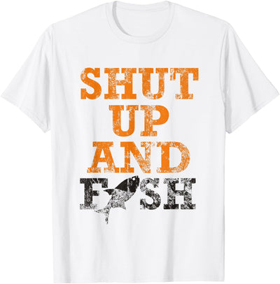 Green Cow Land Shut Up and Fish Distressed T-Shirt