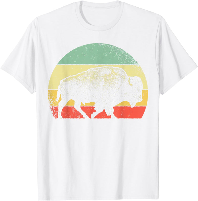 Bison Lover Gifts Wildlife I Bison Natural Reserve Vintage Buffalo Graphic Crew Neck Short Sleeve Regular Fit T-Shirt -