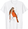 Red Cardinal Bird Male Female Vintage Red Cardinal Bird T-Shirt - White