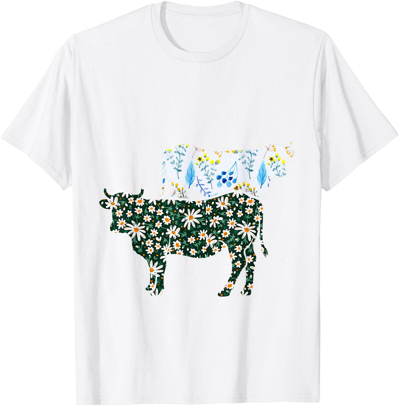 Vintage Animals Designs Vintage Cow T-Shirt - White