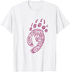 Tribal Animals Designs Pink Bear Paw Print Grizzly-Claw Girl Kids T-Shirt - White