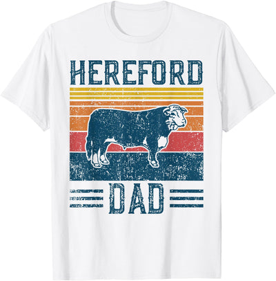 Women Best Cow Dad Men Vintage Cattle Hereford T-Shirt