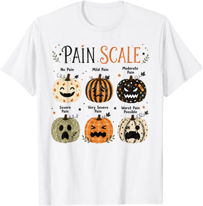 Halloween Medical Staff Funny Pain Scale Pumpkins Halloween Nurse Pain Scale Boho Floral Pumpkin Outfit T-Shirt
