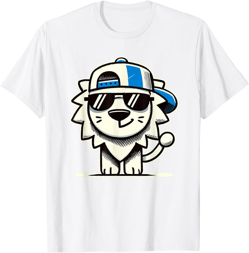Nerrrdy Lion Hipster Men Women Kids Boys Girls Funny Lion T-Shirt - White