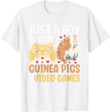 Guinea Pig Gifts for Gamer Co. Just a Boy Who Loves Guinea Pigs and Video Games Gaming T-Shirt - White