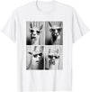 Funny Animal Photography Clothing Co. Funny Llamas with Sunglasses Cool Llama Animals Photo Booth T-Shirt - White