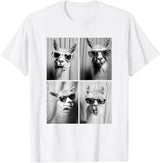 Funny Animal Photography Clothing Co. Funny Llamas with Sunglasses Cool Llama Animals Photo Booth T-Shirt - White