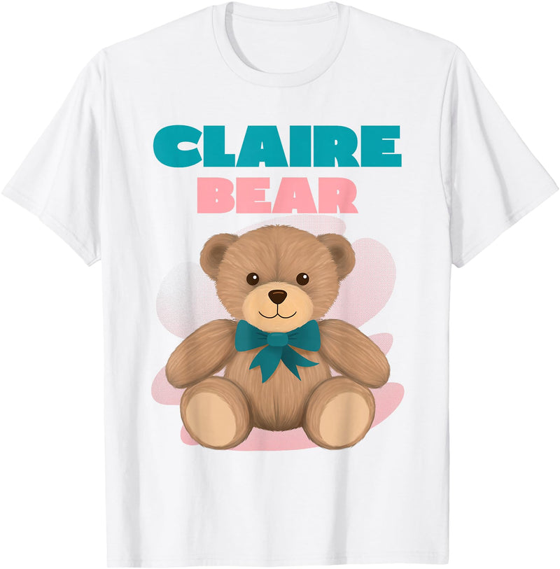 TheNiftyStitches CLAIRE Bear T-Shirt - Women's Black Cartoon Bear T-Shirt - Small - Short Sleeve - Classic Fit - All Seasons - White
