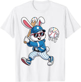 Funny Baseball Drip Rabbit Bunny Easter Men Boys Kids T-Shirt in White