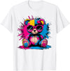 Magical and Funny Bear lover Gifts Colorful Teddy Bear with Sunglasses T-Shirt - White