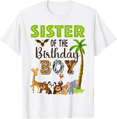 Cow Sister of the Birthday Boy Wild Zoo Theme Safari Party T-Shirt