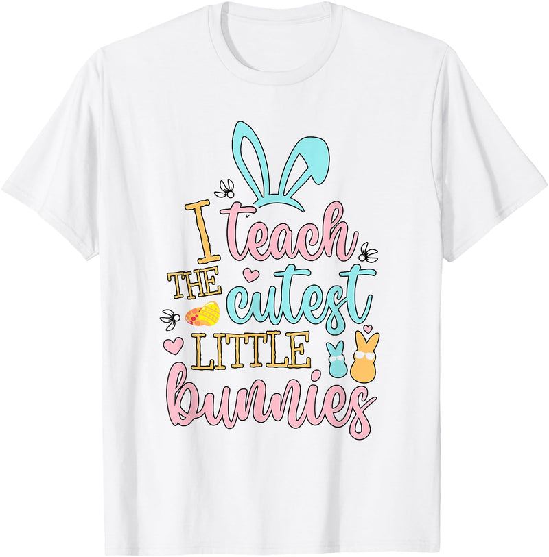 Easter Teacher Bunny Ears Basket Eggs Rabbit Happy Easter T-Shirt in White