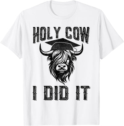 Funny Cow Graduated Holy Cow I Did It Graduation Vintage T-Shirt