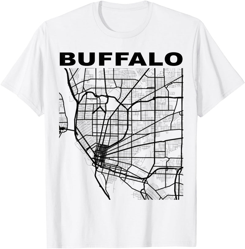 International City Mapz Co. Buffalo City Street Map New York Souvenir T-Shirt - White