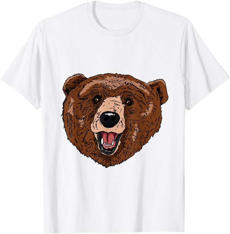 Bear Head Gift idea for Bear Lover Smile friendly brown Bear Head for Bears Lovers T-Shirt - White