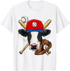 Wowsome! Cow Baseball Cow Lovers Baseball Player T-Shirt - White