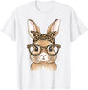 Easter Bunny Leopard Glasses Bandana Rabbit Women Girls Kids T-Shirt in White