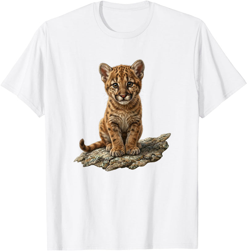 Cute Cougar & Mountain Lion Apparel Cute Mountain Lion Cub Cougar T-Shirt - White