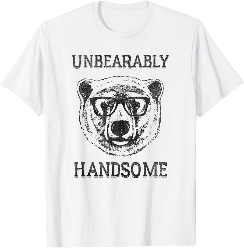 Trendy Apparel Trendy Unbearably Handsome Stunning Bear Face T-Shirt - White