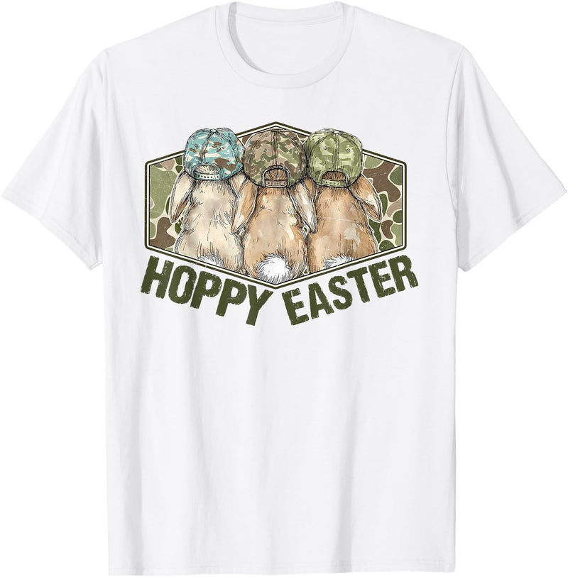 Hoppy Easter Camo Bunnies Funny Rabbit Bunny Hunting Camo T-Shirt in White