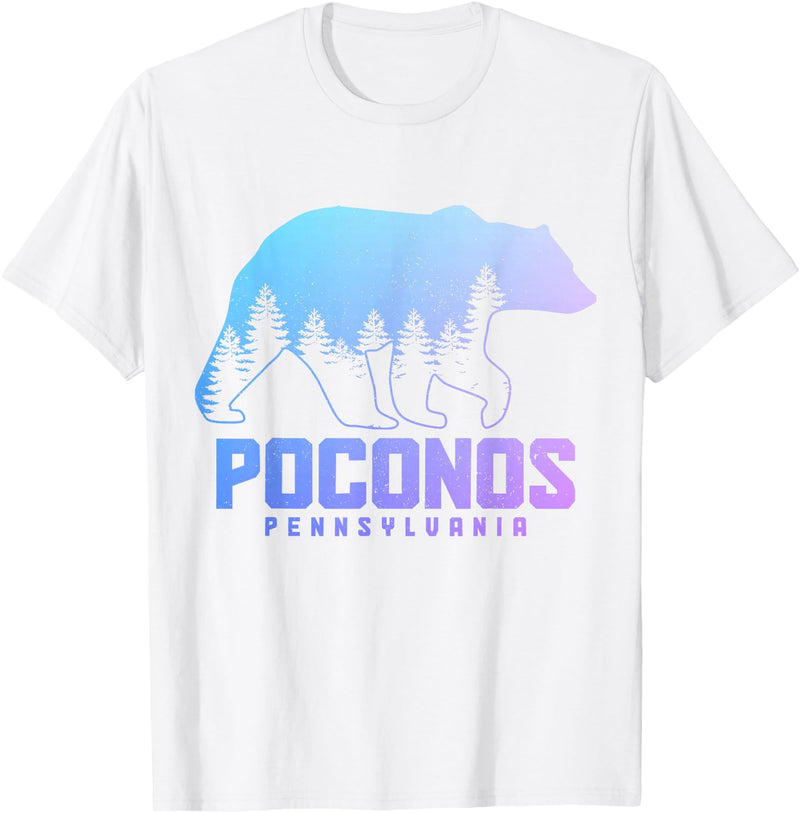We Love Poconos Pennsylvania Poconos Pennsylvania Bear Hiking Vintage Pocono Mountains T-Shirt - White