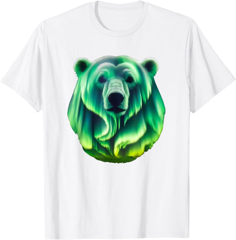 Northern Lights Polar Bear Clothes Aurora Borealis Alaska Northern Lights Polar Bear T-Shirt - White