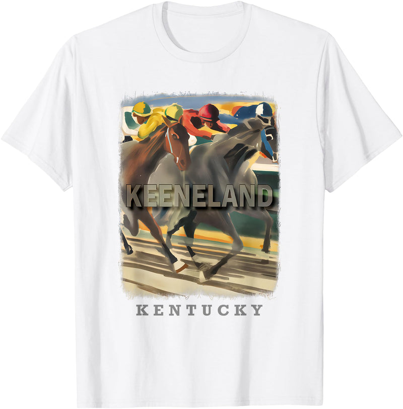 Keeneland Kentucky Horse Racing Excitement Keeneland Kentucky KY Horse Racing Excitement SD447 T-Shirt - White