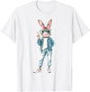 Funny Bunny Sunglasses Rabbit Coquette Bow Easter Trendy T-Shirt in White