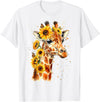 Funny Girl who loves Giraffe Sunflower Giraffe Cute Floral Safari Animal T-Shirt - White