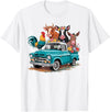 Farm Pickup Truck Farm animals Cow Girl Wife Tee Vintage Pickup Truck Farm Animals Rooster, Cow, Pig, Donkey T-Shirt - White