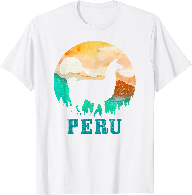 Peru Apparel Co. Peru Llama Alpaca Peruvian Roots Pride Vintage Peru T-Shirt - White