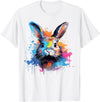 Colorful Cute Netherland Dwarf Rabbit Lover Splash Art T-Shirt in White