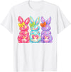 Easter Cute Bunny Coquette Bow Tie Dye Rabbit Women Girl Kid T-Shirt in White