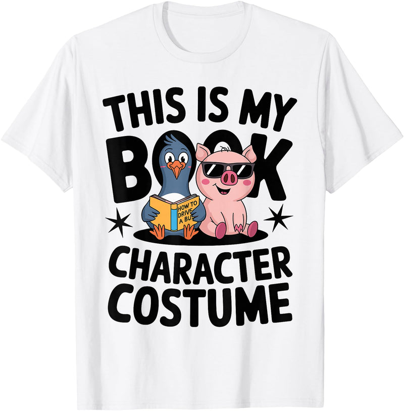 Book Character Fun Costumes This is My Book Character Costume Penguin Pig T-Shirt - White