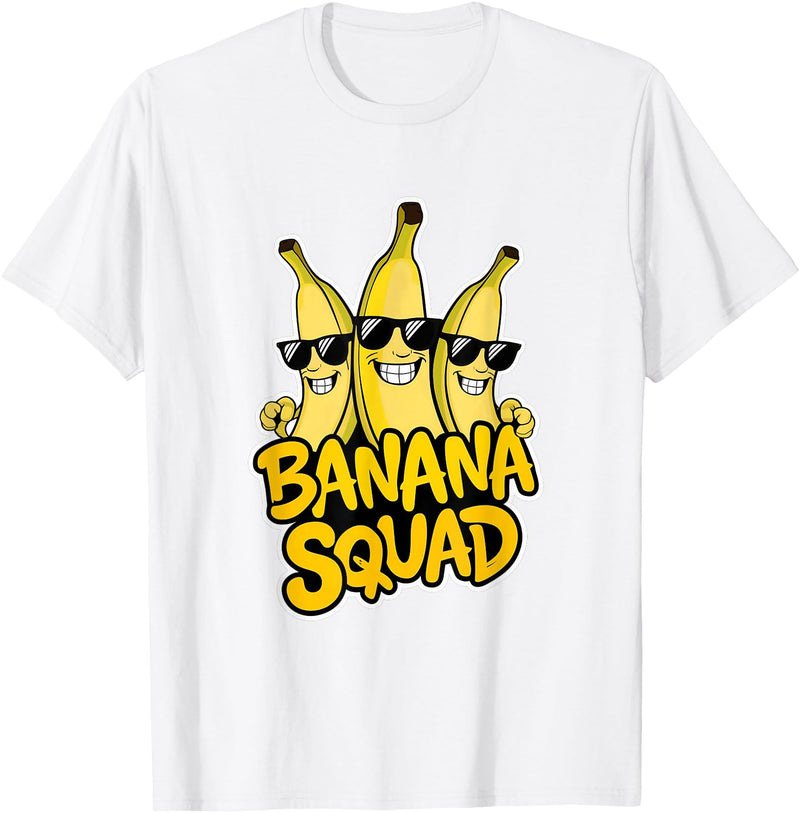 Fun Group Friends Family Hilarious Apparel Funny Banana Squad Bananas Halloween Costume T-Shirt - White