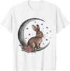 Vintage Bunny on the Moon Cute Goth Easter Rabbit T-Shirt in White