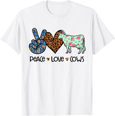 Peace Love Cows Chicken Lover Leopard T-Shirt