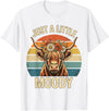Just A Little Moody Funny Cow Tee Highland Cow Vintage Flower Funny Farm Farmer T-Shirt - White