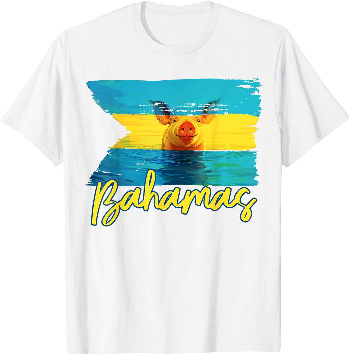 Swimming Pig Bahamas Beach Trips Bahamas Swimming Pig Flag Beach Caribbean Summer Vacation T-Shirt - White