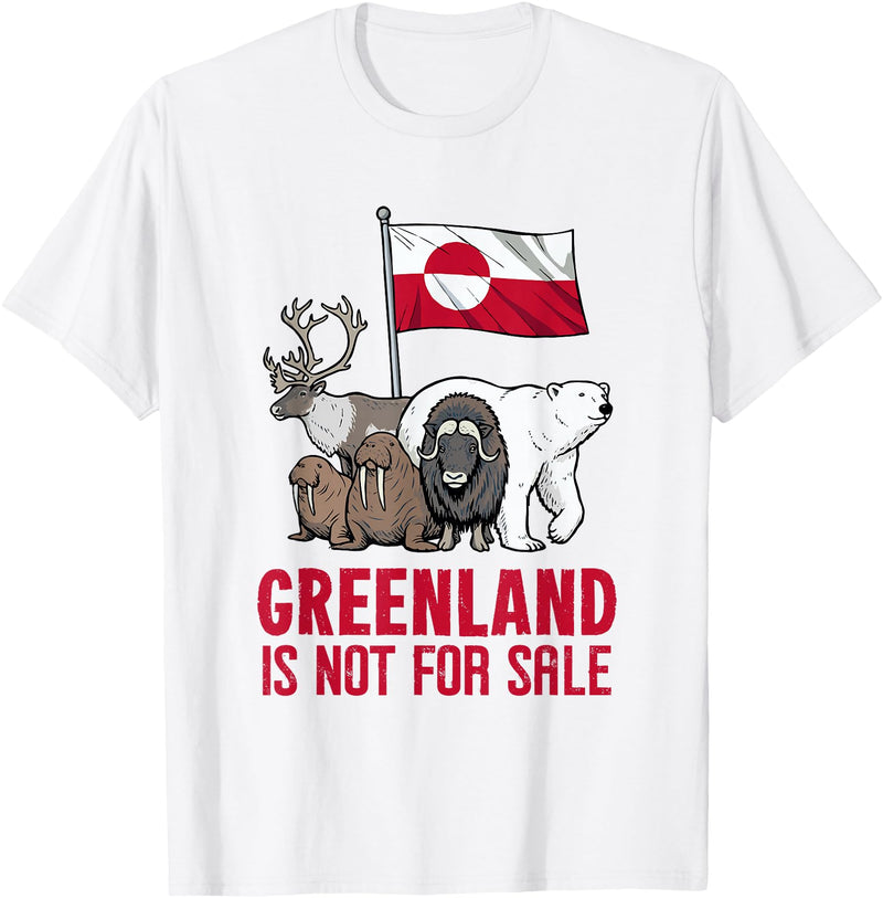 Greenland Tee for Men And Women Greenland Not for Sale Greenland Flag Animals Greenlanders T-Shirt - White