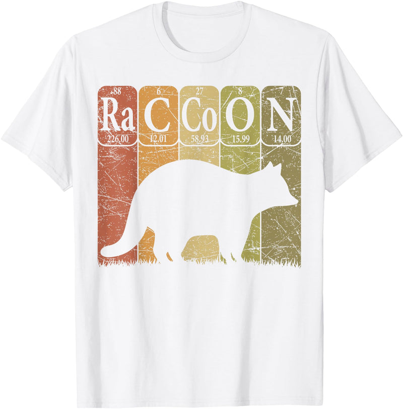 Raccoon Periodic Chemistry Elements Retro Racoon Raccoon Periodic Table Elements Racoon Nerd Vintage T-Shirt - White